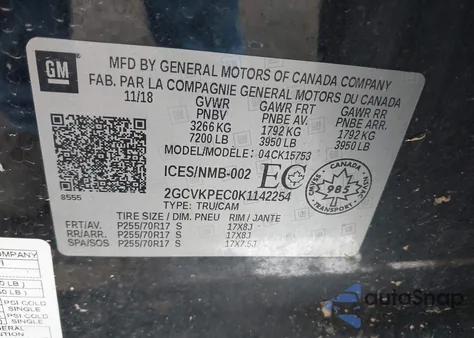 2019 Chevrolet Silverado 1500 Ld Lt z USA, uszkodzony, nr VIN 2GCVKPEC0K1142254